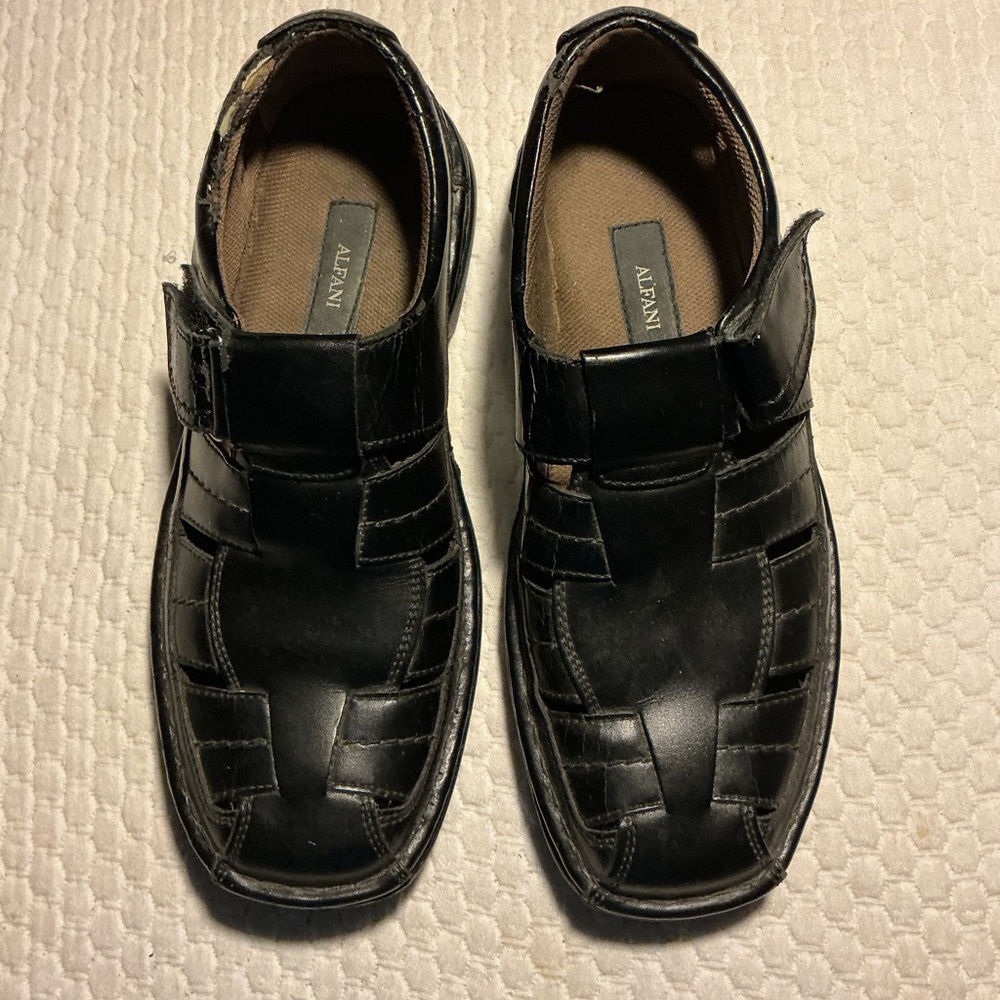 Alfani Black Leather Slip-On Fisherman Loafers